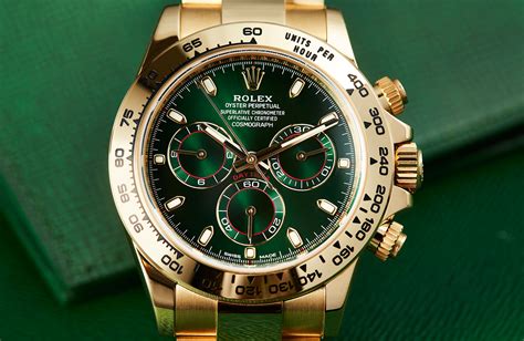 yellow gold rolex green face|rolex daytona gold green dial.